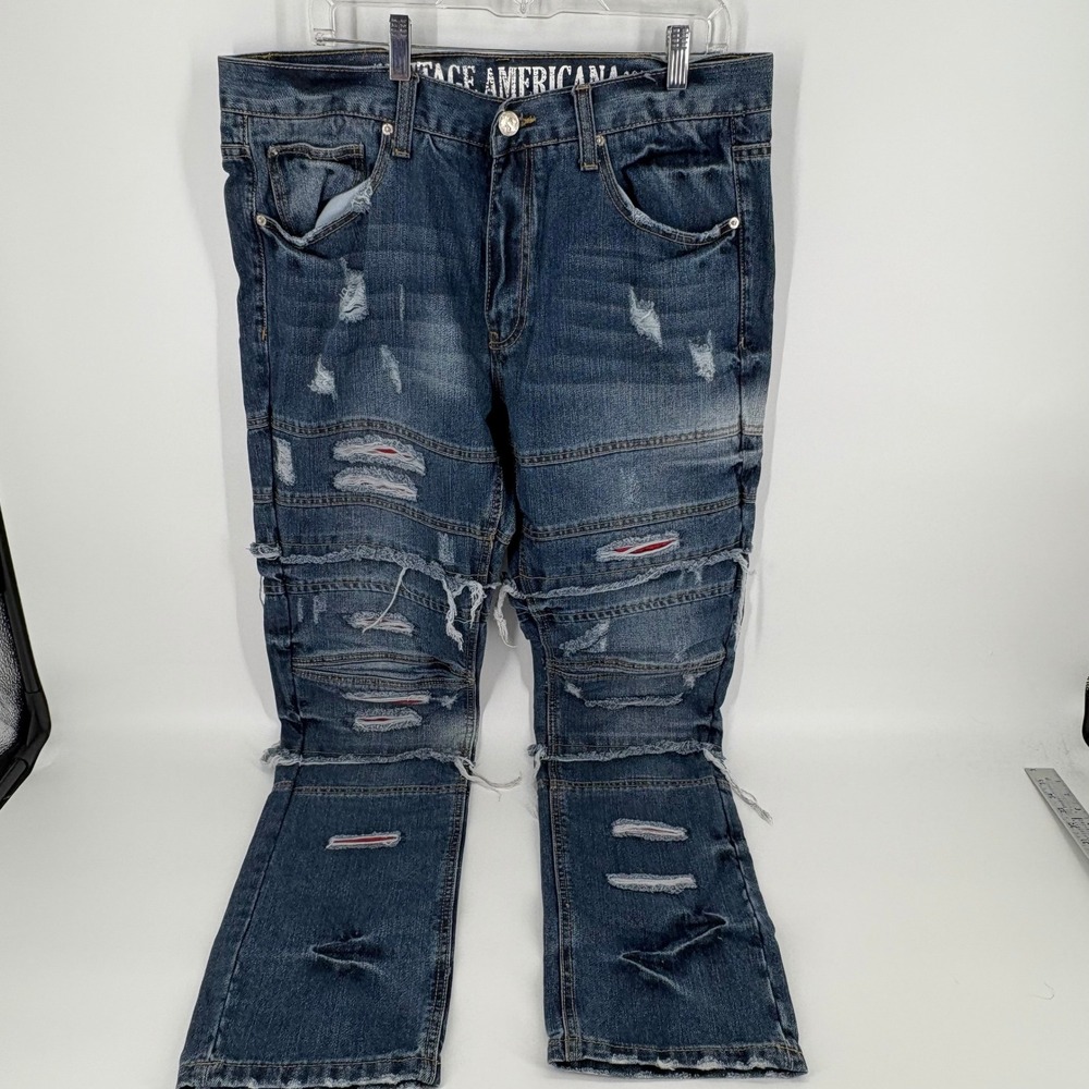 Vintage Americana Denim Outpost Jeans‎ Mens 38/34 Distressed Motorcycle Moto